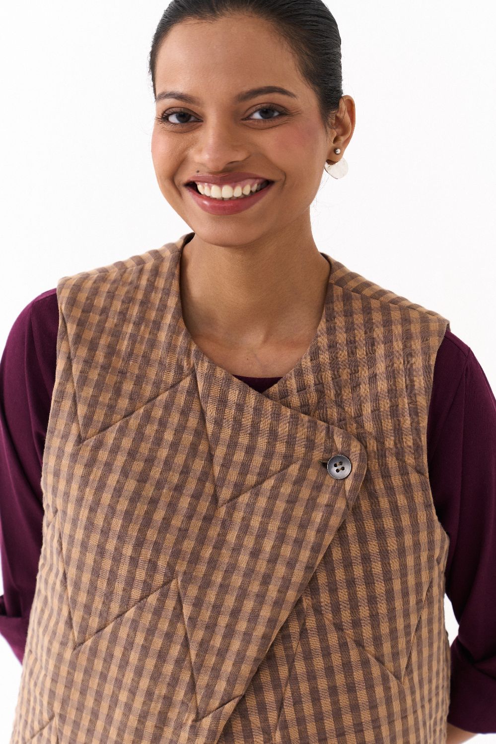QUILTED VEST-CARAMEL