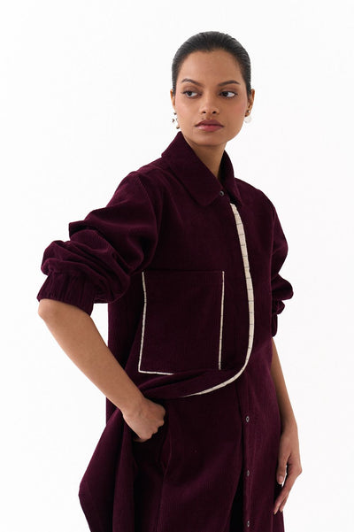 EVERYDAY U HEM SHIRT CO ORD (SET OF 2)-WINE