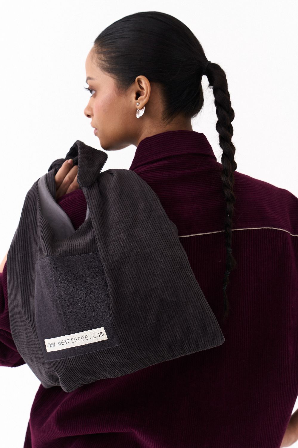 OVERSIZED U HEM SHIRT-WINE