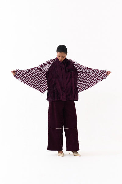 SHORT BAT SLEEVE JACKET-WINE