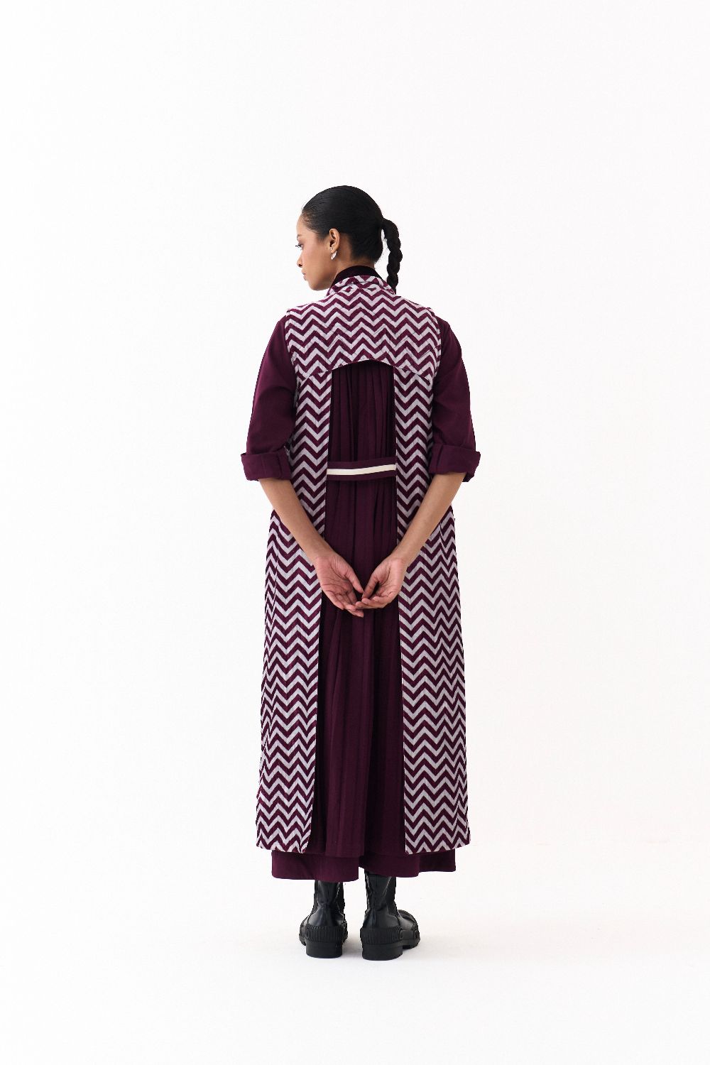 BACK PLEAT JACKET-WINE