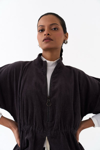 DRAWSTRING TOP CO ORD (SET OF 2)-GREY