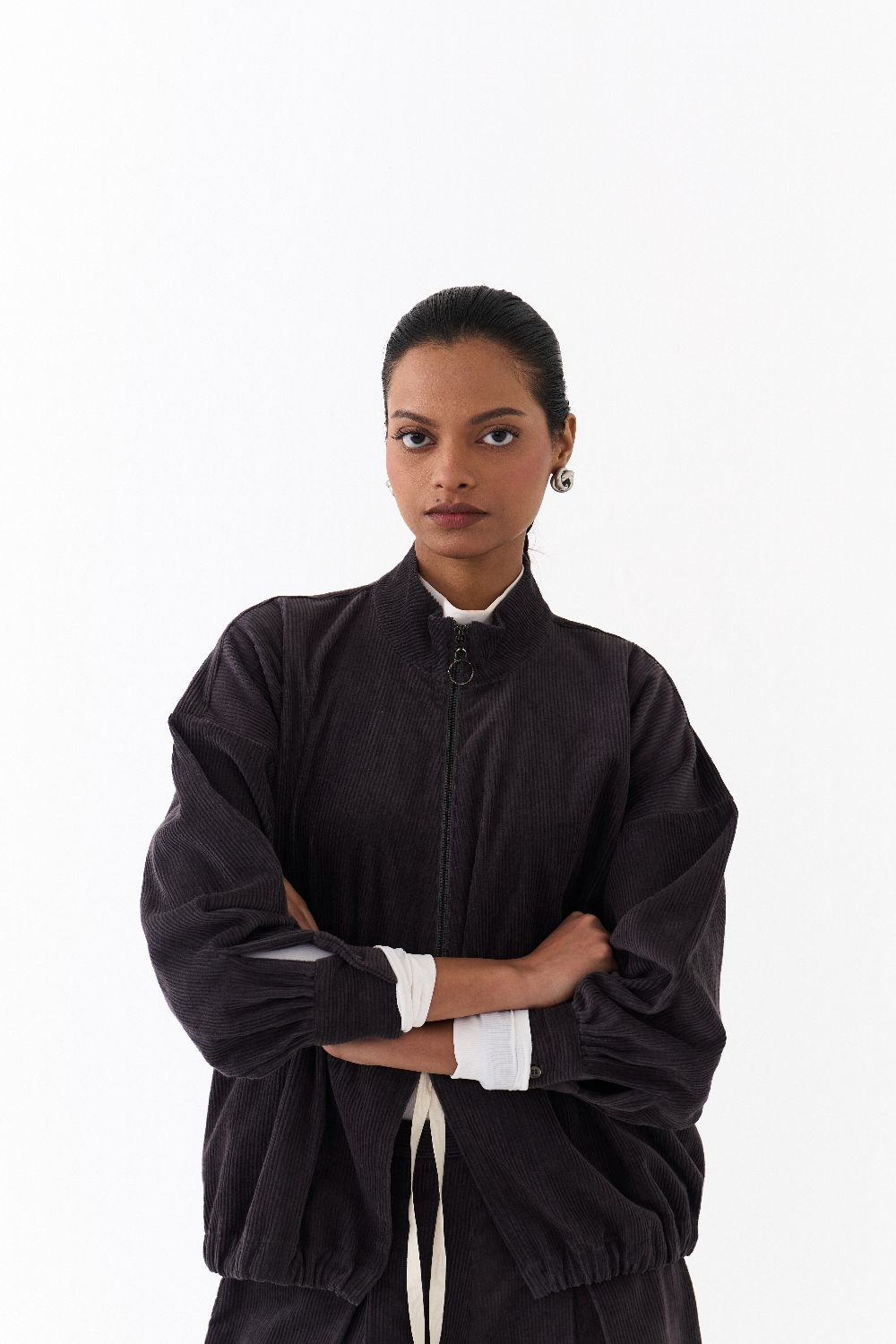 DRAWSTRING TOP CO ORD (SET OF 2)-GREY