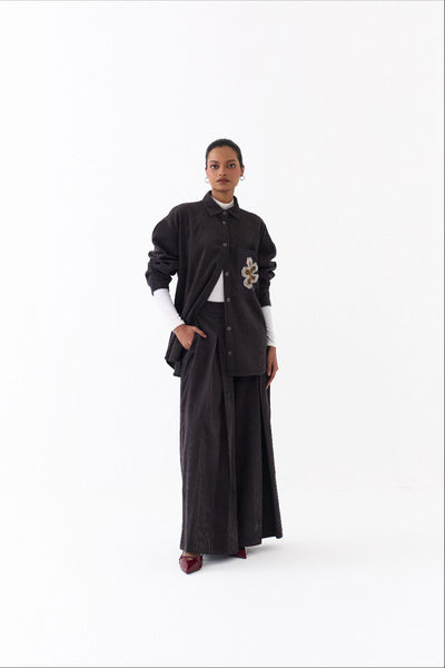 OVERSIZED U HEM SHIRT-GREY