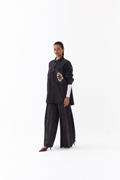 U HEM SHIRT OVERSIZED CO ORD (SET OF 2)-GREY