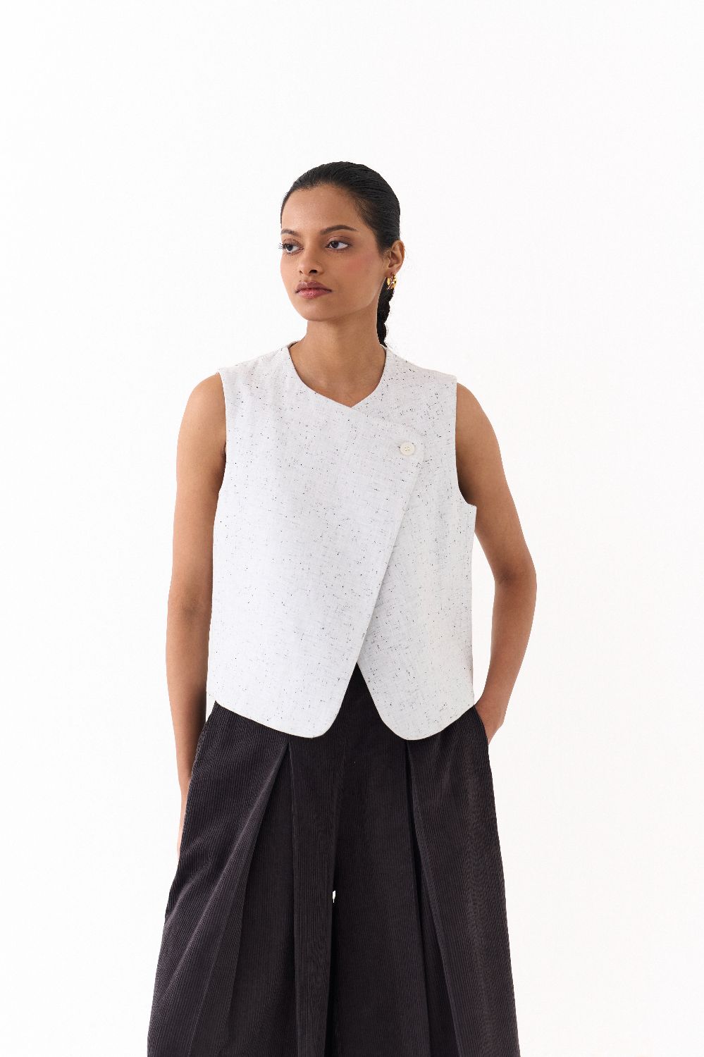 OVERLAP VEST-SPLASH PRINT IVORY