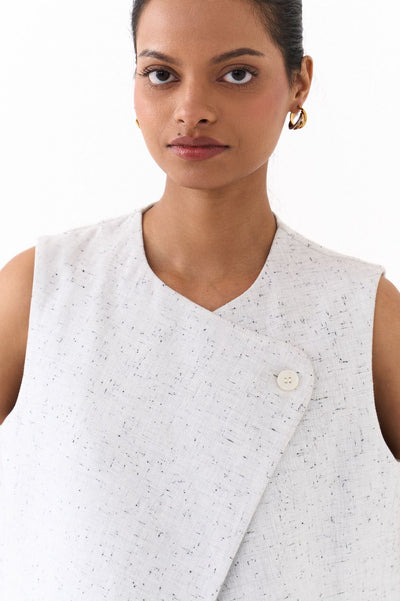 OVERLAP VEST-SPLASH PRINT IVORY