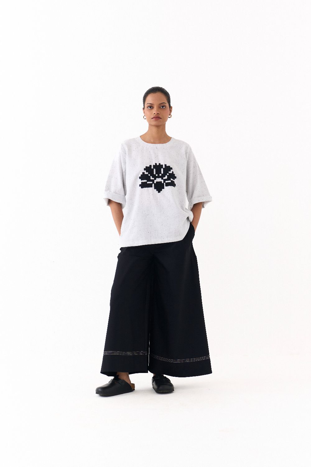 WAVE EMB. TOP-SPLASH PRINT IVORY