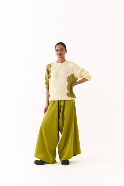 FLORAL SWEATER CO ORD (SET OF 2)-YELLOW & LIME