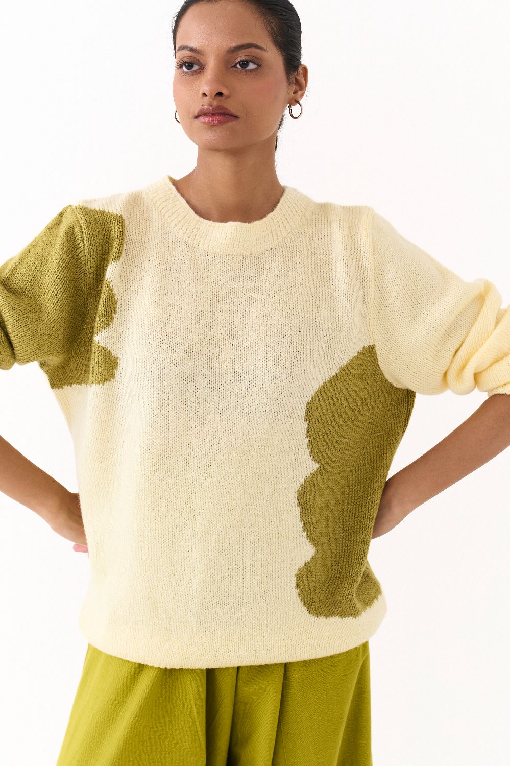 FLORAL SWEATER CO ORD (SET OF 2)-YELLOW & LIME