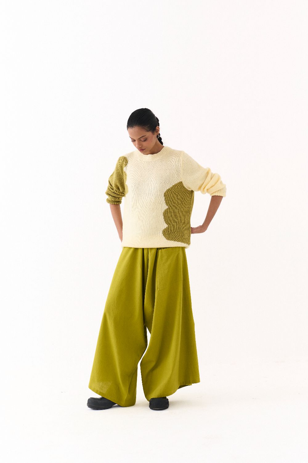 FLORAL SWEATER CO ORD (SET OF 2)-YELLOW & LIME