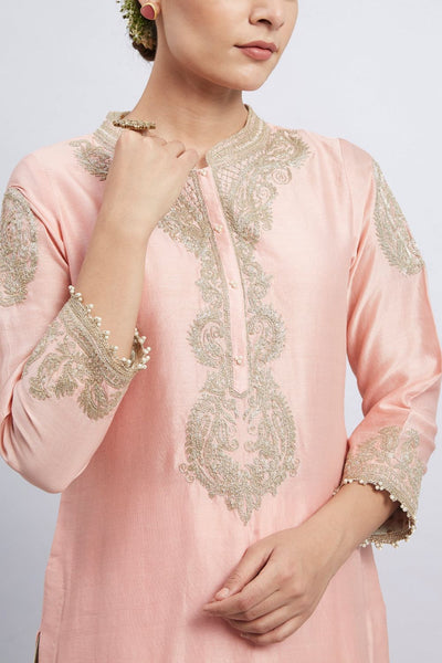 Aabisah Short kurta with dhoti-Carnation pink