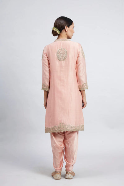 Aabisah Short kurta with dhoti-Carnation pink