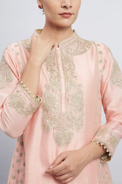 Aabish Short kurta with dhoti-Carnation pink