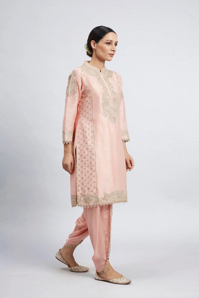 Aabish Short kurta with dhoti-Carnation pink
