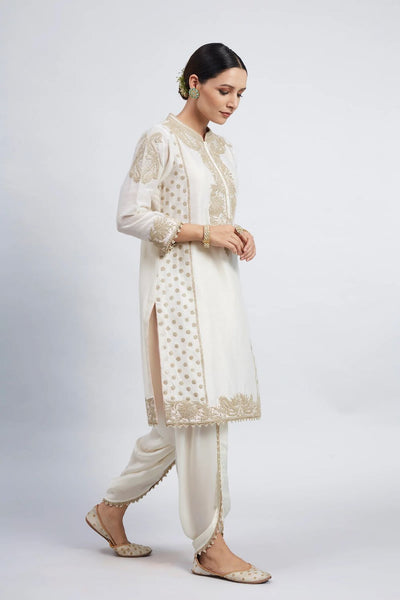 Aabish Short kurta with dhoti-Daisy Ivory