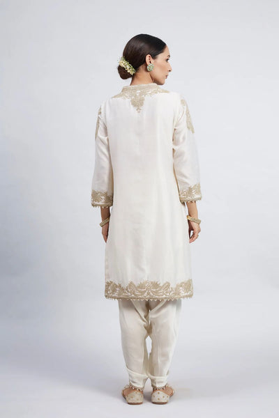 Aabish Short kurta with dhoti-Daisy Ivory
