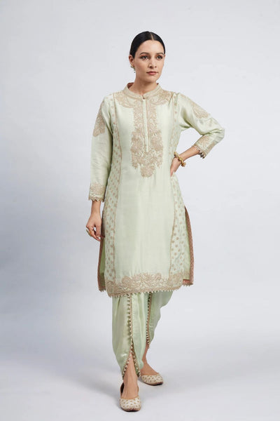 Aabish Short kurta with dhoti-Mint green