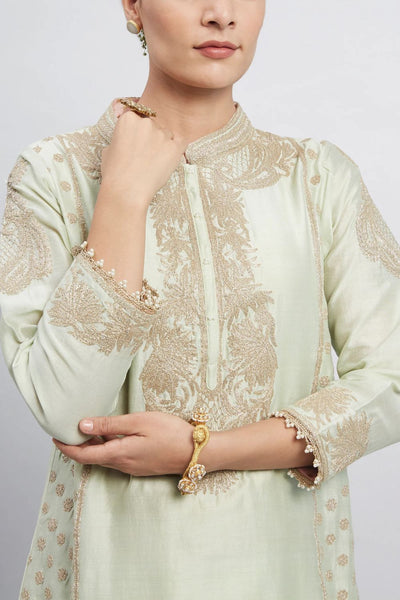 Aabish Short kurta with dhoti-Mint green