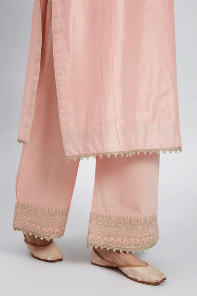 Aadah Long kurta with palazzo-Blush Pink