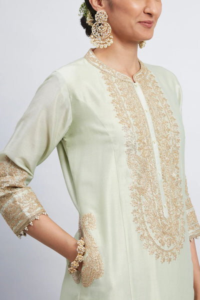 Aadirah Long kurta with palazzo-Mint green