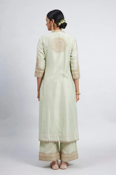 Aadirah Long kurta with palazzo-Mint green