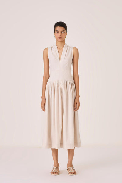 Aarini Ecru Cotton Dress