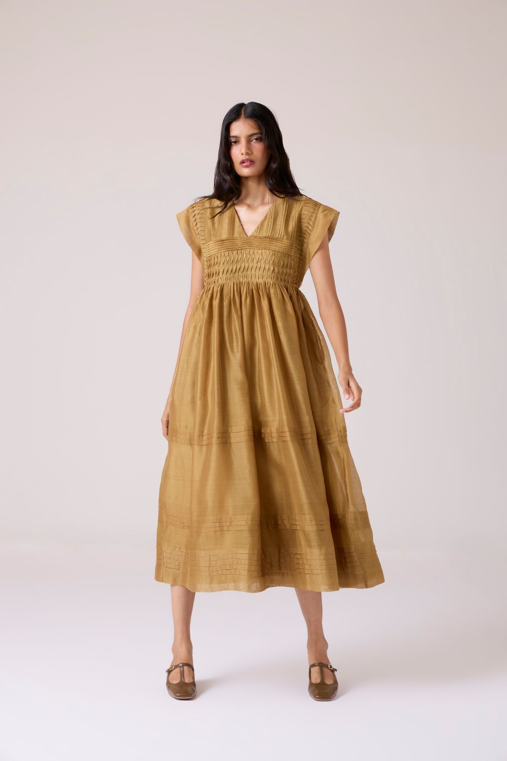 Aelia Yellow Handwoven Dress