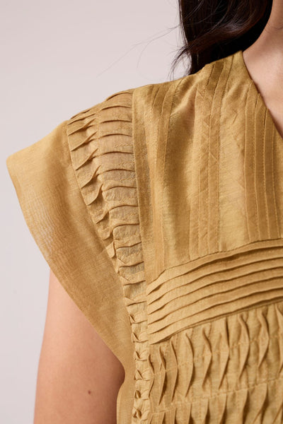 Aelia Yellow Handwoven Dress