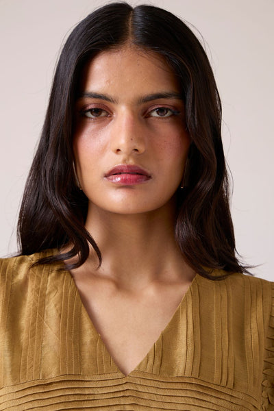 Aelia Yellow Handwoven Dress