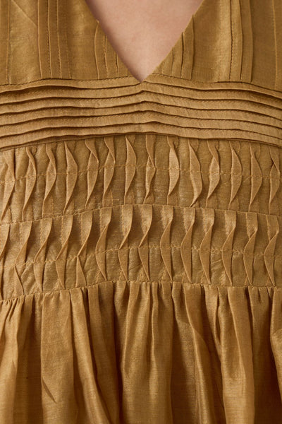 Aelia Yellow Handwoven Dress