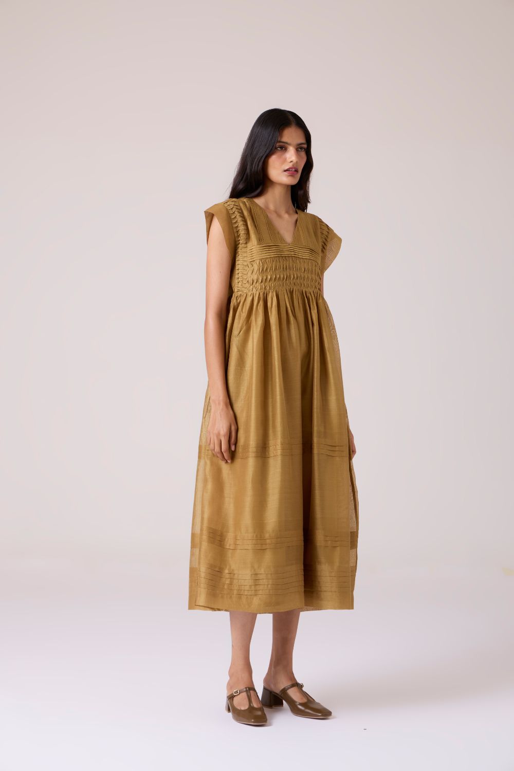 Aelia Yellow Handwoven Dress