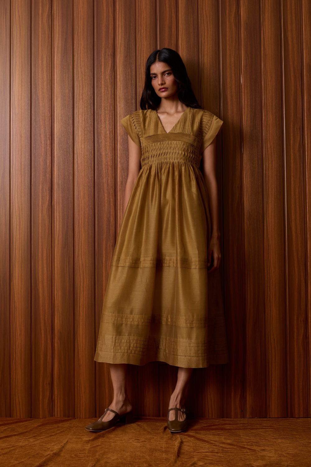 Aelia Yellow Handwoven Dress