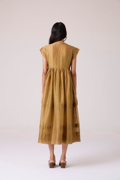 Aelia Yellow Handwoven Dress