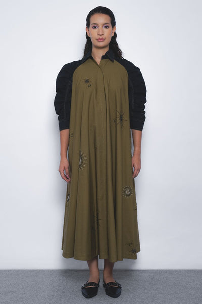 Alea Starlight Dress - Olive and Black