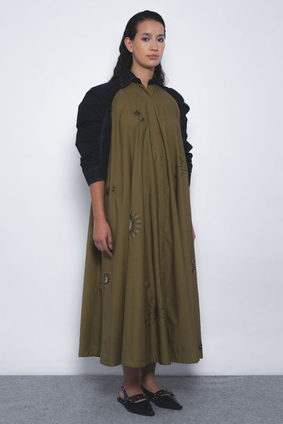 Alea Starlight Dress - Olive and Black