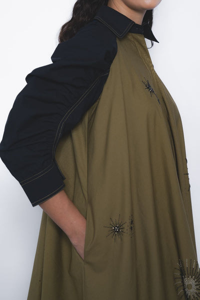 Alea Starlight Dress - Olive and Black
