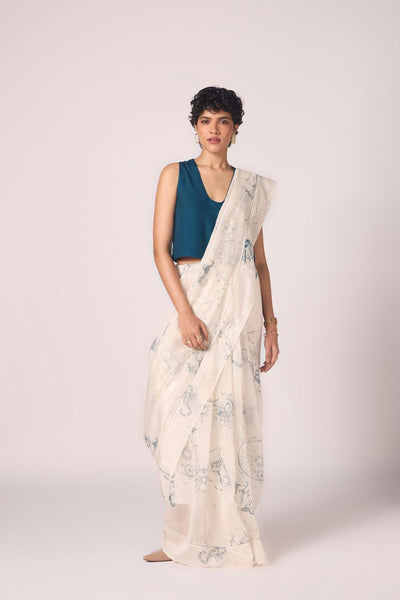 Altair Blue Silk Crop Top