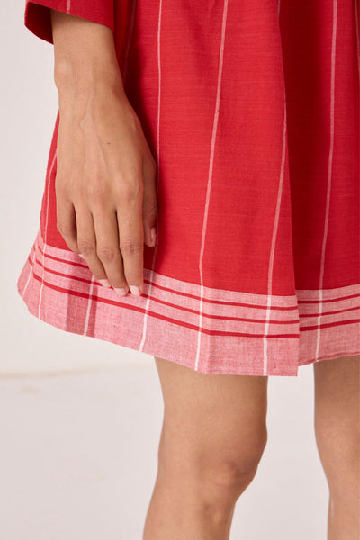 Amila Red Stripe Shirt Dress