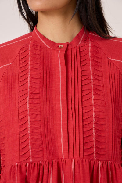 Amila Red Stripe Shirt Dress
