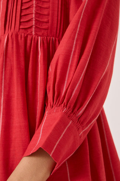 Amila Red Stripe Shirt Dress