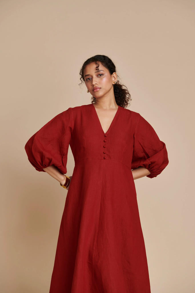 Anaar Linen Billow Dress