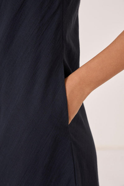 Anura Black Handwoven Sleeveless Midi Dress