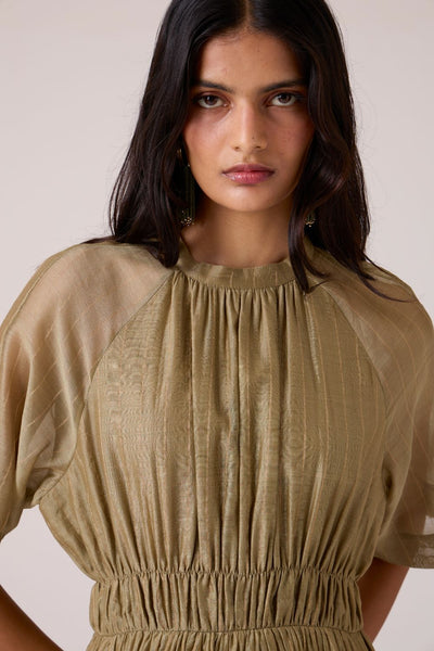 Arha Olive Handwoven Dress