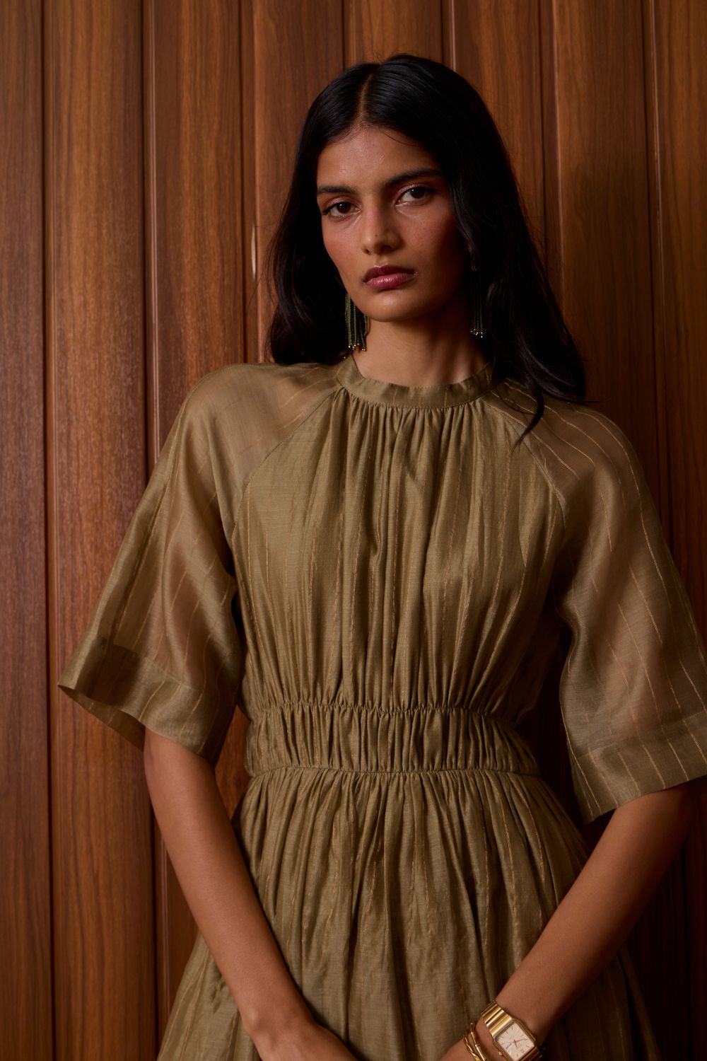Arha Olive Handwoven Dress