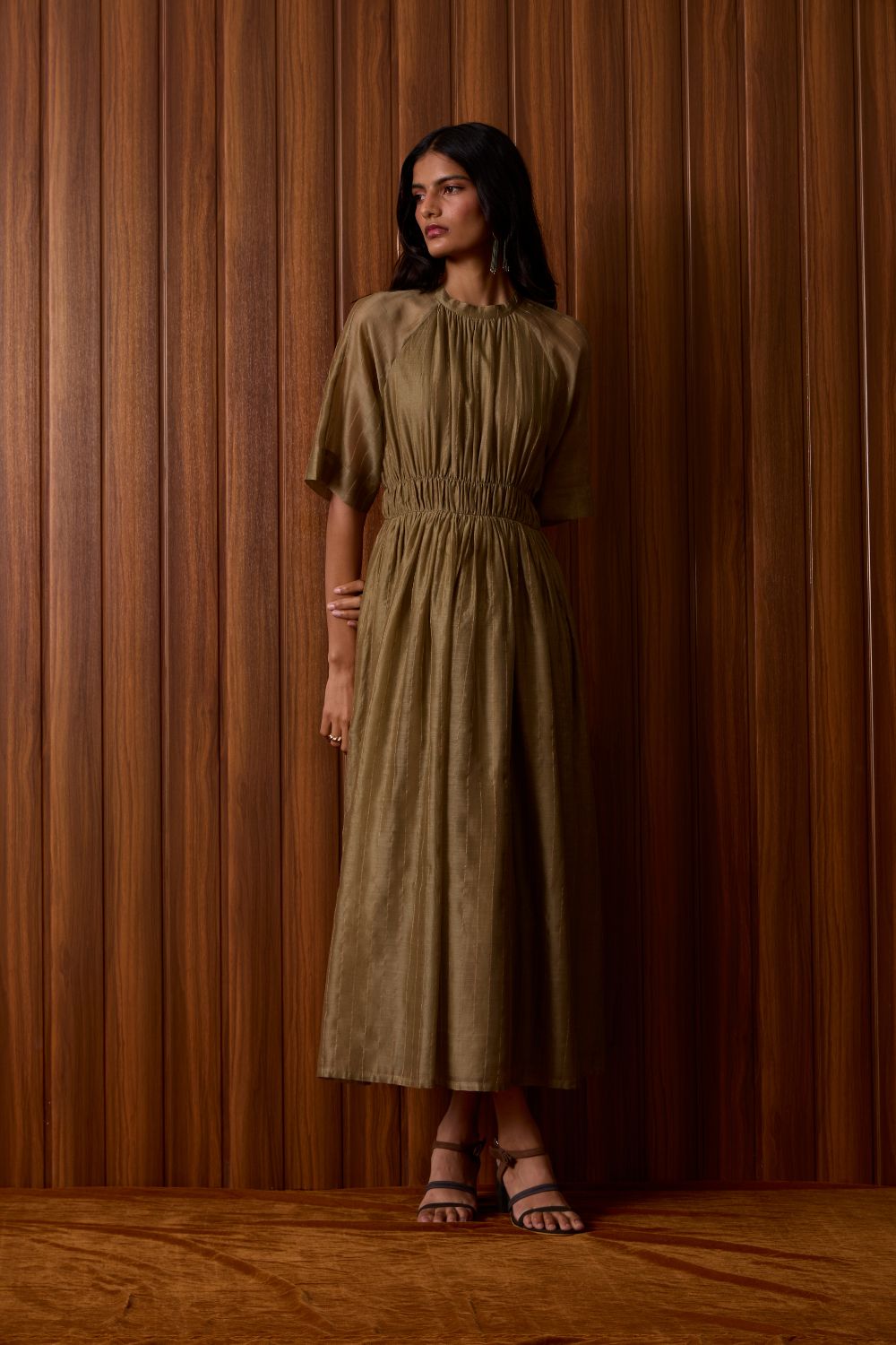 Arha Olive Handwoven Dress