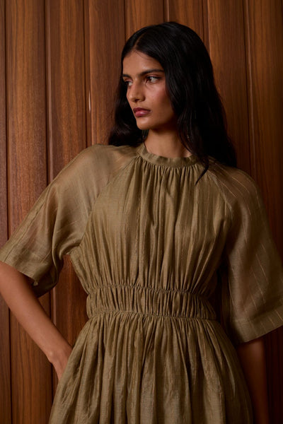 Arha Olive Handwoven Dress