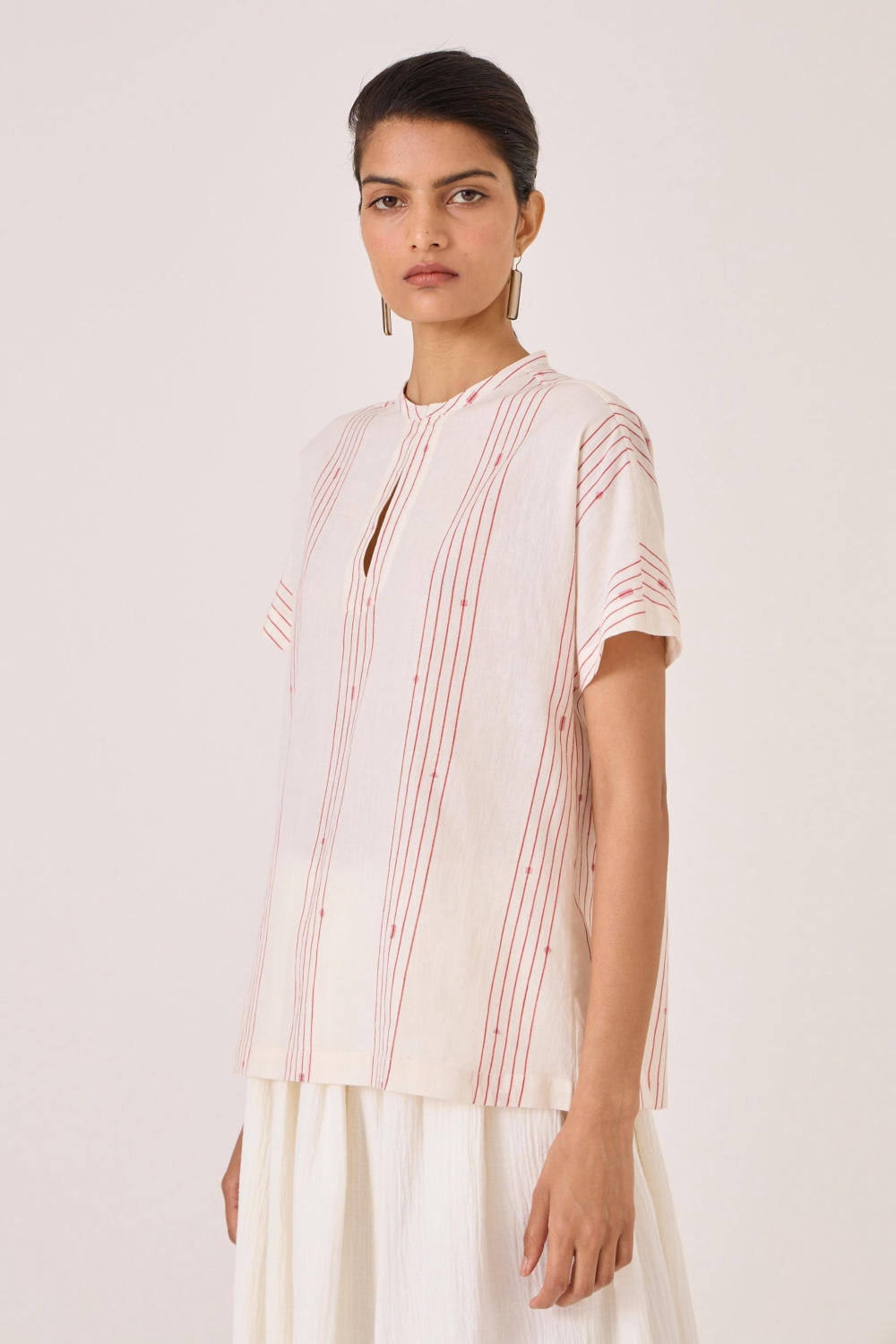 Asheni Red Striped Handwoven Top
