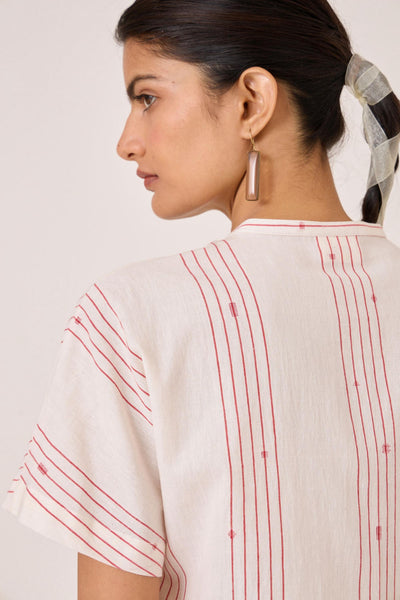 Asheni Red Striped Handwoven Top