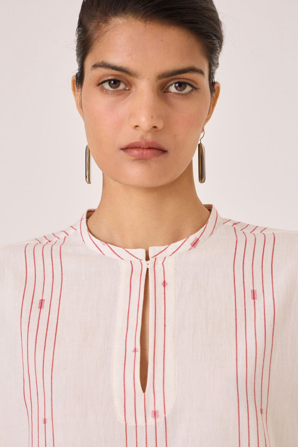 Asheni Red Striped Handwoven Top